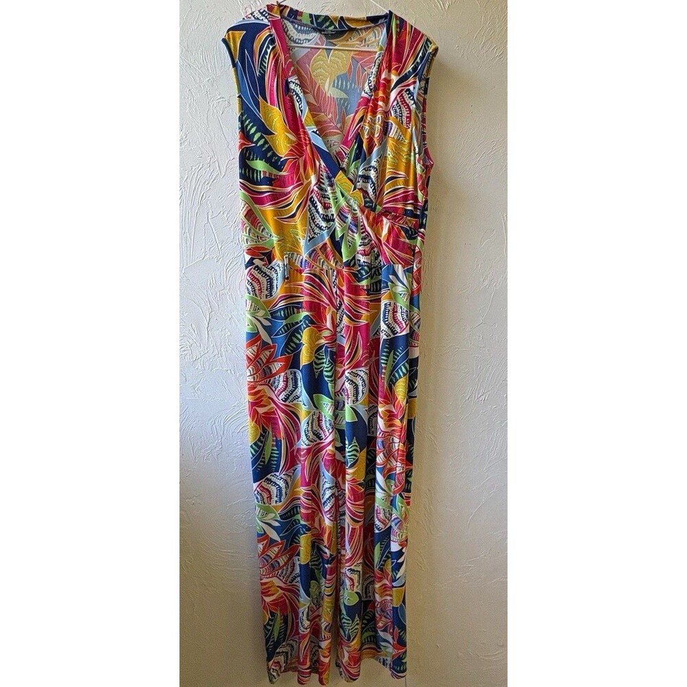 mlle gabrielle Multicolor Floral V-Neck Sleeveless Maxi Dress Women’s XL